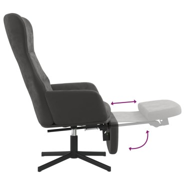 vidaXL Πολυθρόνα Relax Σκούρο Γκρι Βελούδινη με Υποπόδιο 70x77x94cm 1 τεμ.