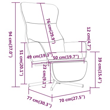 vidaXL Πολυθρόνα Relax Σκούρο Γκρι Βελούδινη με Υποπόδιο 70x77x94cm 1 τεμ.