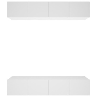 vidaXL Έπιπλα Τηλεόρασης 4 τεμ. Λευκό 80x30x30cm Επεξ. Ξύλο