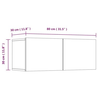 vidaXL Έπιπλα Τηλεόρασης 4 τεμ. Λευκό 80x30x30cm Επεξ. Ξύλο