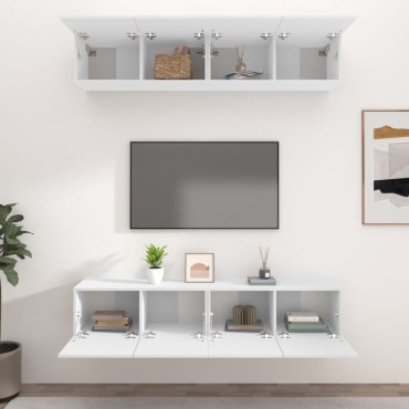 vidaXL Έπιπλα Τηλεόρασης 4 τεμ. Λευκό 80x30x30cm Επεξ. Ξύλο