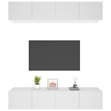 vidaXL Έπιπλα Τηλεόρασης 4 τεμ. Λευκό 80x30x30cm Επεξ. Ξύλο