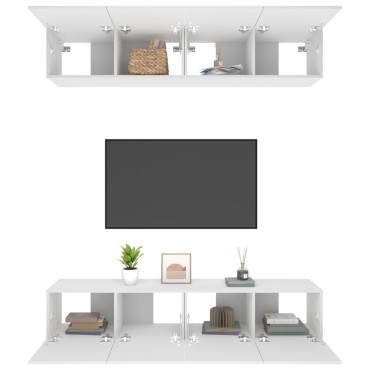 vidaXL Έπιπλα Τηλεόρασης 4 τεμ. Λευκό 80x30x30cm Επεξ. Ξύλο