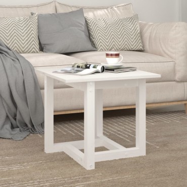 vidaXL Τραπεζάκι Σαλονιού Λευκό 50x50x45cm από Μασίφ Ξύλο Πεύκου 1 τεμ.
