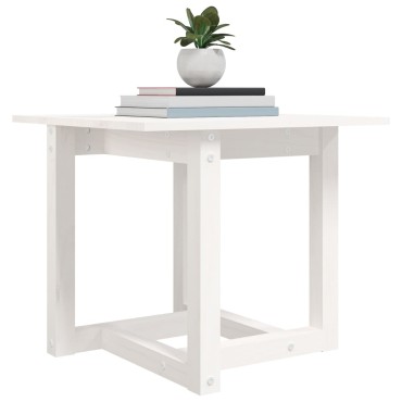 vidaXL Τραπεζάκι Σαλονιού Λευκό 50x50x45cm από Μασίφ Ξύλο Πεύκου 1 τεμ.