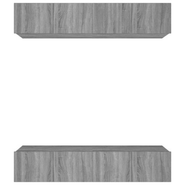 vidaXL Έπιπλα Τηλεόρασης 4 τεμ. Γκρι Sonoma 80x30x30cm Επεξ. Ξύλο