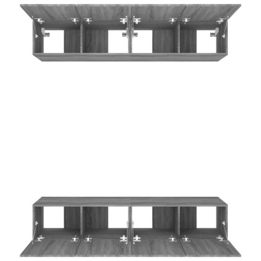 vidaXL Έπιπλα Τηλεόρασης 4 τεμ. Γκρι Sonoma 80x30x30cm Επεξ. Ξύλο