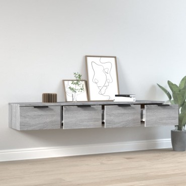 vidaXL Ντουλάπια Τοίχου 2 τεμ. Γκρι Sonoma 68x30x20cm Επ. Ξύλο