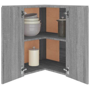vidaXL Ντουλάπι Κρεμαστό Γωνιακό Lyon Γκρι Sonoma 57x57x60cm 1 τεμ.