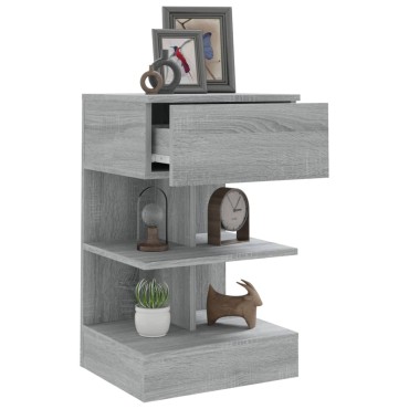 vidaXL Κομοδίνο Γκρι Sonoma 40x35x65cm από Επεξεργασμένο Ξύλο 1 τεμ.