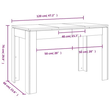 vidaXL Τραπέζι Τραπεζαρίας Καπνιστή Δρυς 120x60x76cm Επεξ. Ξύλο 1 τεμ.