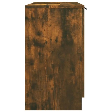 vidaXL Ντουλάπι Μπάνιου Καπνιστή Δρυς 64,5x33,5x59cm Επεξ. Ξύλο 1 τεμ.