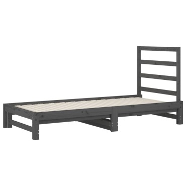 vidaXL Καναπές Κρεβάτι Συρόμενος Γκρι 2x(90x200) εκ. Μασίφ Ξύλο Πεύκου