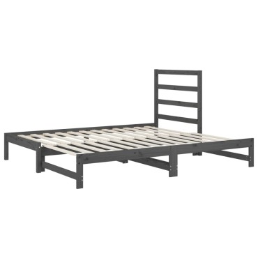 vidaXL Καναπές Κρεβάτι Συρόμενος Γκρι 2x(90x200) εκ. Μασίφ Ξύλο Πεύκου