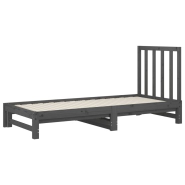 vidaXL Καναπές Κρεβάτι Συρόμενος Γκρι 2x(90x200) εκ. Μασίφ Ξύλο Πεύκου