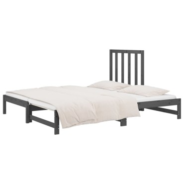 vidaXL Καναπές Κρεβάτι Συρόμενος Γκρι 2x(90x200) εκ. Μασίφ Ξύλο Πεύκου