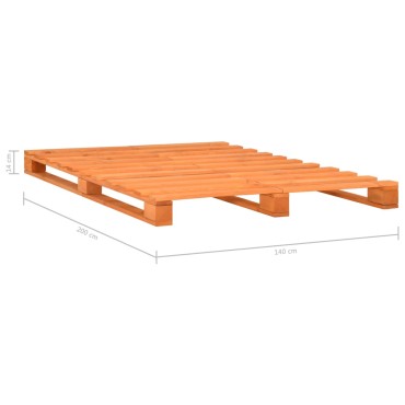 vidaXL Πλαίσιο Κρεβατιού Καφέ 140x200cm Παλέτες Μασίφ Ξύλο Πεύκου 1 τεμ. - Διπλό