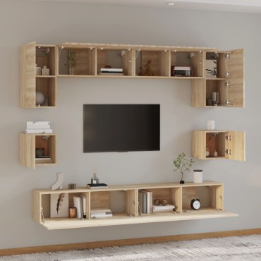 vidaXL Σετ Επίπλων Τηλεόρασης 8 Τεμαχίων Sonoma Δρυς Επεξ. Ξύλο