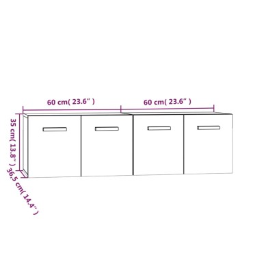 vidaXL Ντουλάπια Τοίχου 2 τεμ. Γκρι Sonoma 60x36,5x35cm Επεξ. Ξύλο