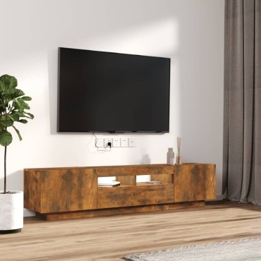 vidaXL Σετ Επίπλων Τηλεόρασης 2 τεμ. φώτα LED Καπνιστή δρυς Επεξ. Ξύλο 100/80x35x40cm