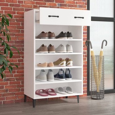 vidaXL Παπουτσοθήκη Λευκή 60x35x105cm από Επεξεργασμένο Ξύλο