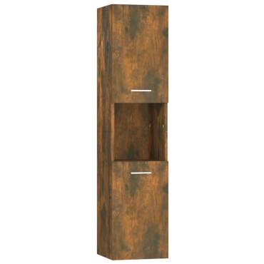 vidaXL Ντουλάπι Μπάνιου Καπνιστή Δρυς 30x30x130cm Επεξεργασμένο Ξύλο 1 τεμ.