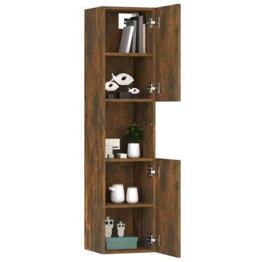 vidaXL Ντουλάπι Μπάνιου Καπνιστή Δρυς 30x30x130cm Επεξεργασμένο Ξύλο 1 τεμ.
