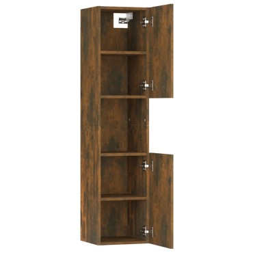 vidaXL Ντουλάπι Μπάνιου Καπνιστή Δρυς 30x30x130cm Επεξεργασμένο Ξύλο 1 τεμ.