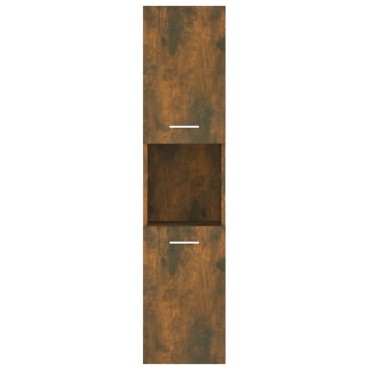 vidaXL Ντουλάπι Μπάνιου Καπνιστή Δρυς 30x30x130cm Επεξεργασμένο Ξύλο 1 τεμ.