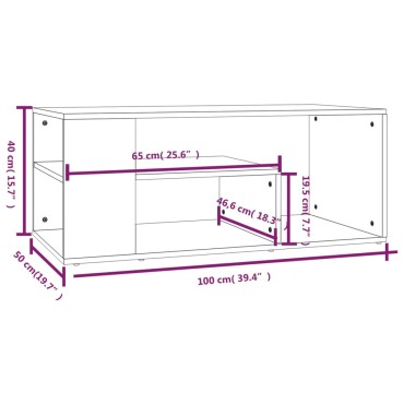 vidaXL Τραπεζάκι Σαλονιού Γκρι Sonoma 100x50x40cm Επεξεργασμένο Ξύλο 1 τεμ.