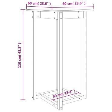 vidaXL Τραπέζι Μπαρ 60x60x110cm από Μασίφ Ξύλο Πεύκου 1 τεμ.