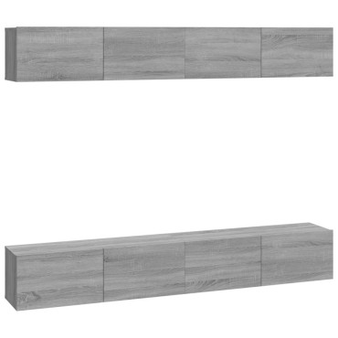 vidaXL Έπιπλα Τηλεόρασης Τοίχου 4 τεμ. Γκρι 100x30x30cm