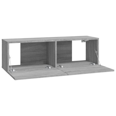 vidaXL Έπιπλα Τηλεόρασης Τοίχου 4 τεμ. Γκρι 100x30x30cm