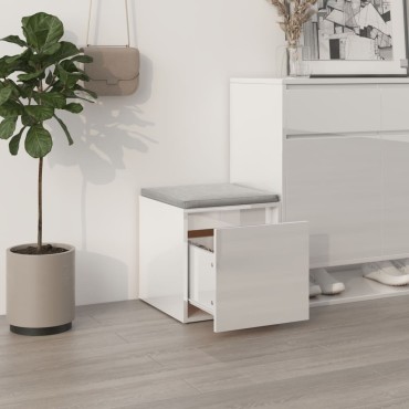 vidaXL Κουτί με Συρτάρι Γυαλ. Λευκό 40,5x40x40cm Επεξεργασμένο Ξύλο