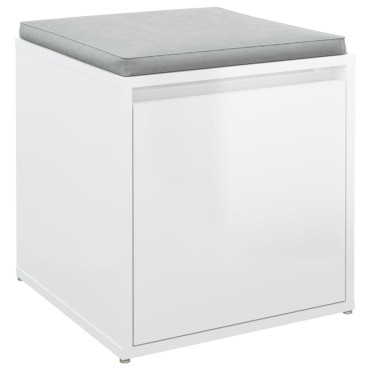 vidaXL Κουτί με Συρτάρι Γυαλ. Λευκό 40,5x40x40cm Επεξεργασμένο Ξύλο