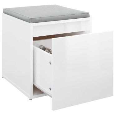 vidaXL Κουτί με Συρτάρι Γυαλ. Λευκό 40,5x40x40cm Επεξεργασμένο Ξύλο