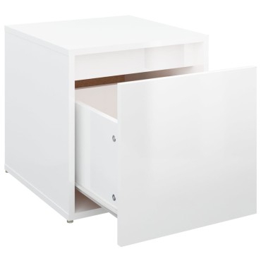 vidaXL Κουτί με Συρτάρι Γυαλ. Λευκό 40,5x40x40cm Επεξεργασμένο Ξύλο