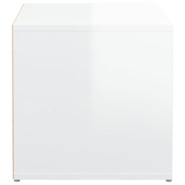 vidaXL Κουτί με Συρτάρι Γυαλ. Λευκό 40,5x40x40cm Επεξεργασμένο Ξύλο