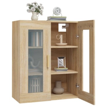 vidaXL Κρεμαστό Ντουλάπι Τοίχου Sonoma Δρυς 69,5x34x90cm Επεξ. Ξύλο 1 τεμ.
