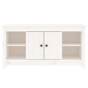 vidaXL Έπιπλο Τηλεόρασης Λευκό 103x36,5x52cm από Μασίφ Ξύλο Πεύκου