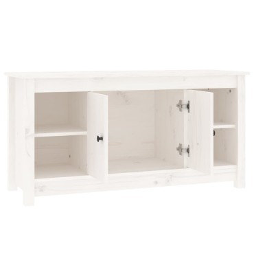 vidaXL Έπιπλο Τηλεόρασης Λευκό 103x36,5x52cm από Μασίφ Ξύλο Πεύκου