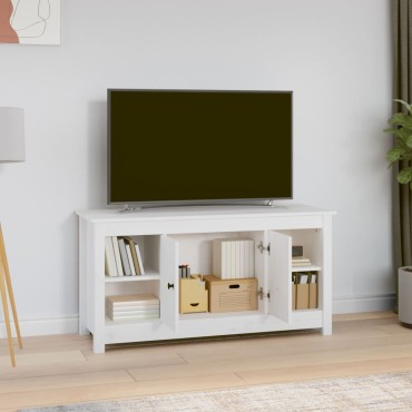 vidaXL Έπιπλο Τηλεόρασης Λευκό 103x36,5x52cm από Μασίφ Ξύλο Πεύκου