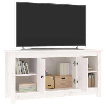 vidaXL Έπιπλο Τηλεόρασης Λευκό 103x36,5x52cm από Μασίφ Ξύλο Πεύκου