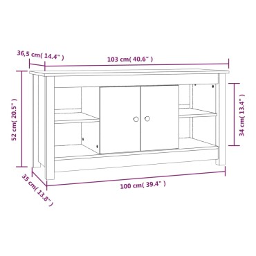 vidaXL Έπιπλο Τηλεόρασης Λευκό 103x36,5x52cm από Μασίφ Ξύλο Πεύκου