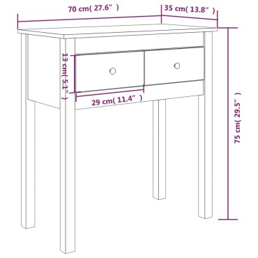 vidaXL Τραπέζι Κονσόλα 70x35x75cm από Μασίφ Ξύλο Πεύκου 1 τεμ.