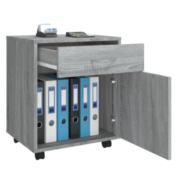 vidaXL Ντουλάπι Με Ροδάκια Γκρι Sonoma 45x38x54cm Επεξεργ. Ξύλο 1 τεμ.