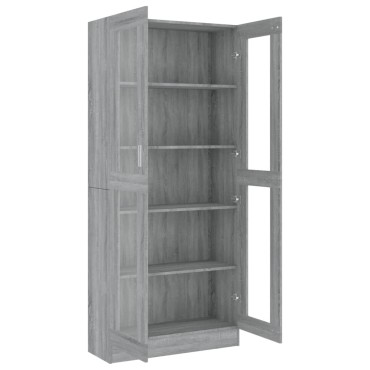 vidaXL Βιτρίνα Γκρι Sonoma 82,5x30,5x185,5cm από Επεξεργασμένο Ξύλο 1 τεμ.