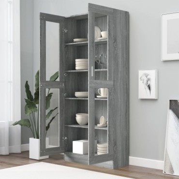 vidaXL Βιτρίνα Γκρι Sonoma 82,5x30,5x185,5cm από Επεξεργασμένο Ξύλο 1 τεμ.