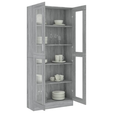 vidaXL Βιτρίνα Γκρι Sonoma 82,5x30,5x185,5cm από Επεξεργασμένο Ξύλο 1 τεμ.