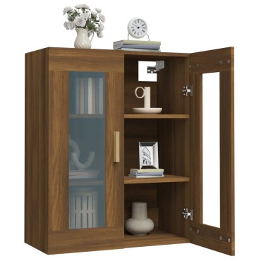 vidaXL Κρεμαστό Ντουλάπι Τοίχου Καφέ Δρυς 69,5x34x90cm Επεξ. Ξύλο 1 τεμ.